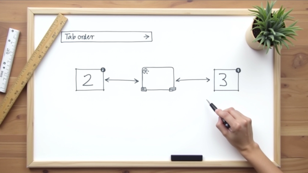 Diagramme montrant l'ordre de tabulation avec des flèches numérotées sur une mise en page de site web
